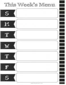 weekly meal planning with chalkboard labels for each day of the week