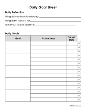 Daily Goals Template