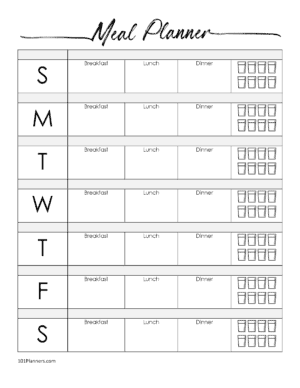 free meal planner template with 7 days, three meals a day and a water tracker