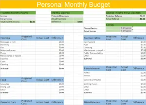 Savings Excel Template