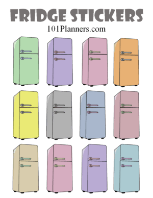 fridge stickers with cute fridges in different colors