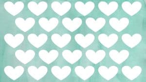 hearts wallpaper with teal background and many hearts