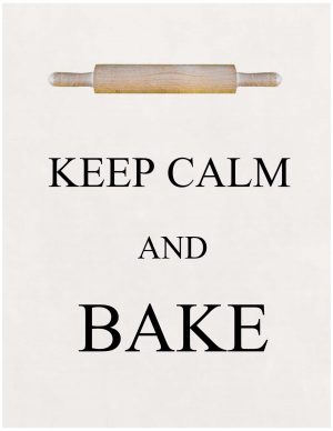 Keep calm and bake with a picture of a rolling pin