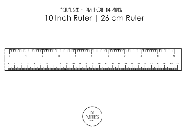 actual size printable ruler 26 cm or 10 inch