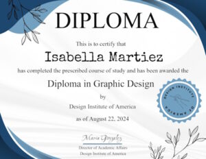 Diploma template with shades of blue