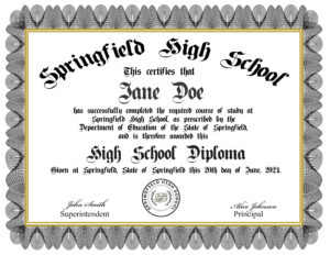 Fake high school diploma