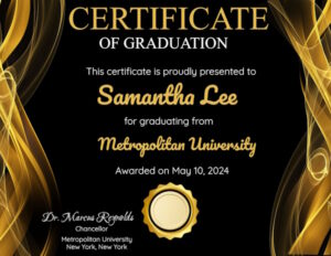 Graduation Certificate with a black background