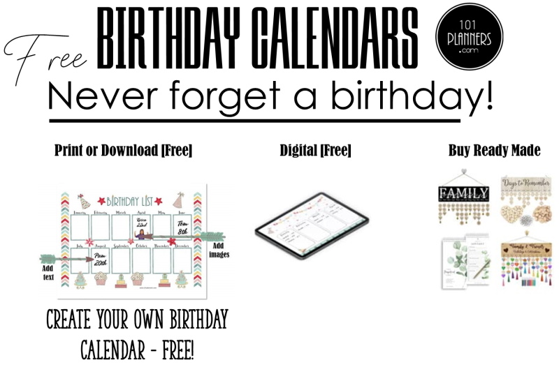 Free Birthday Calendar Template