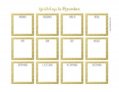 Gold birthday calendar