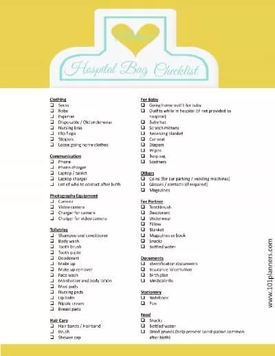 pregnancy hospital bag checklist