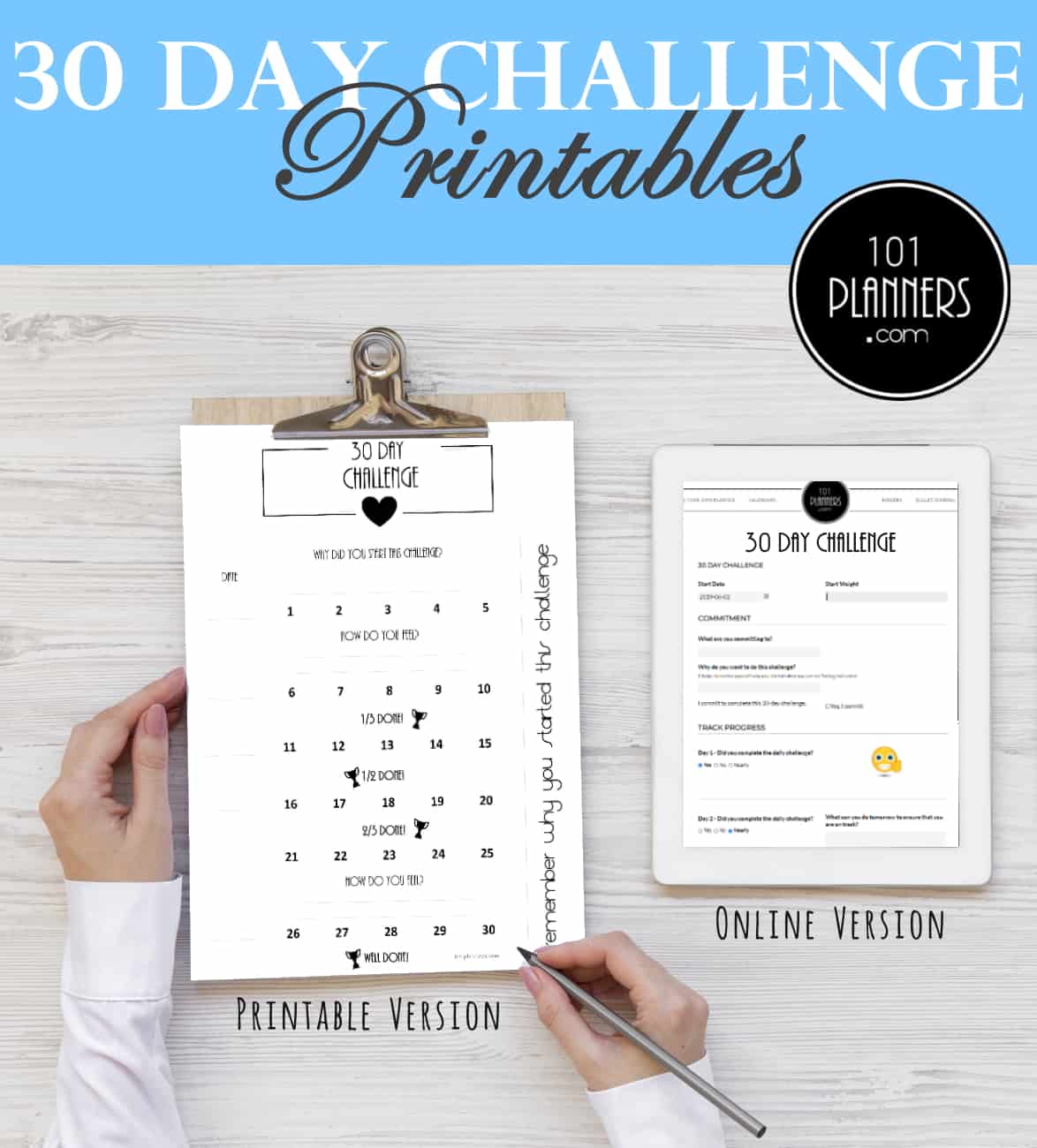 Free 30 Day Challenge Calendar
