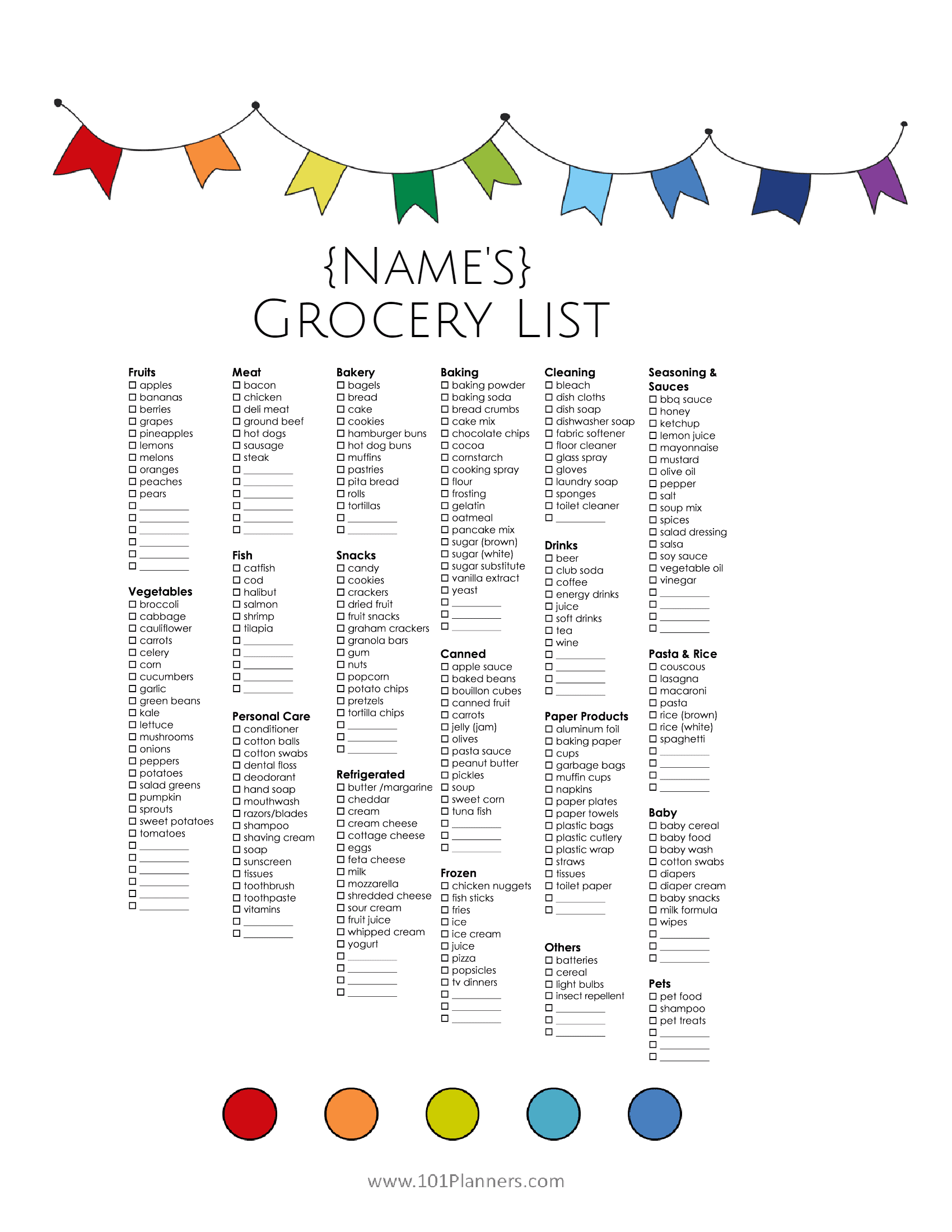 Grocery List Template | Free Printable