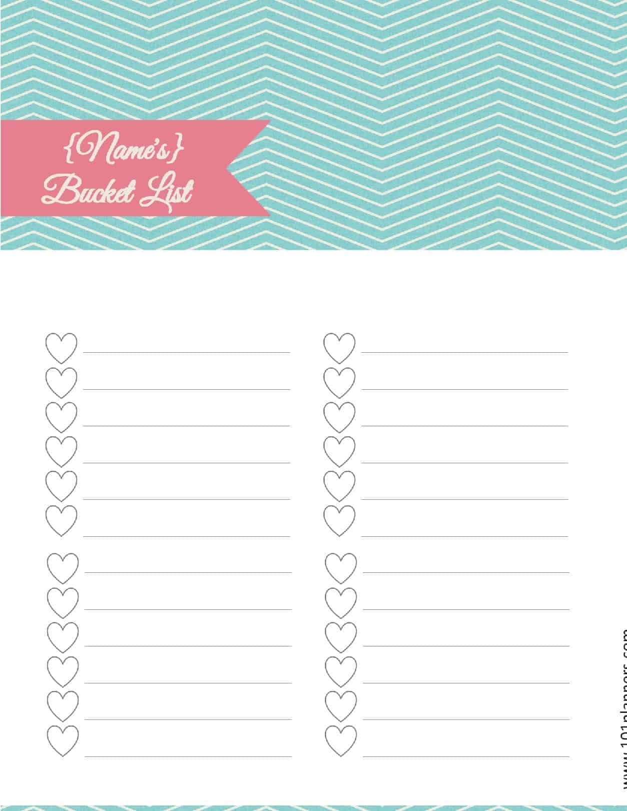 Free Bucket List Printable Customize Online Print At Home