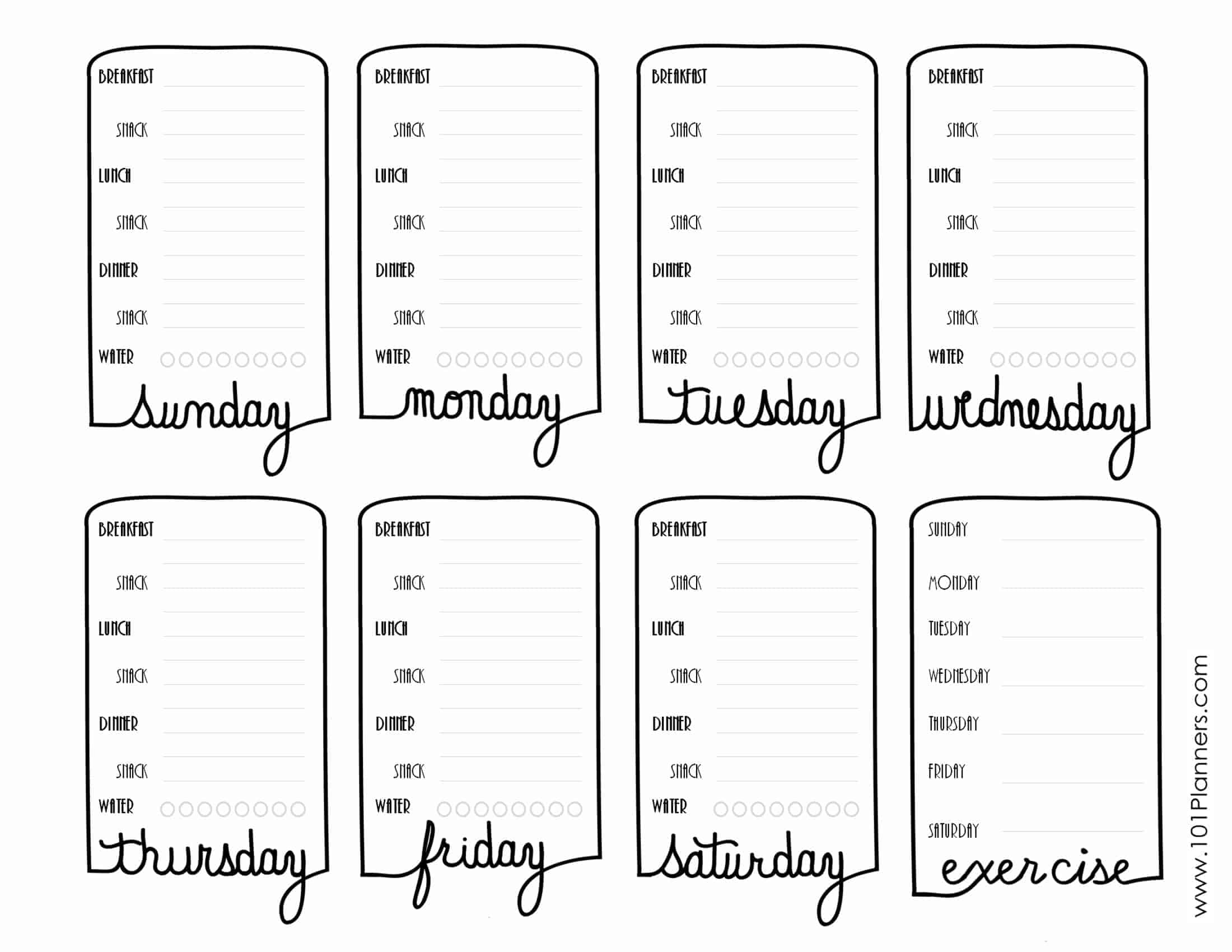 Food Tracker Template from www.101planners.com