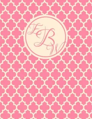 Pink monogram binder cover