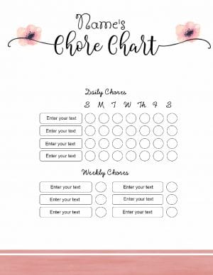 Printable chore charts