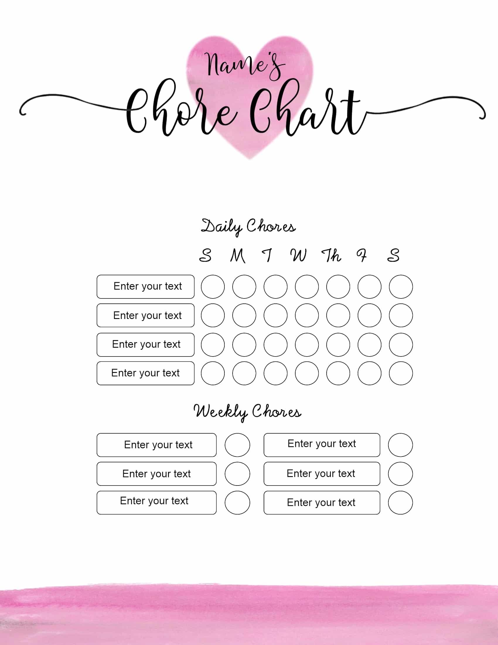Weekly Chore Template from www.101planners.com