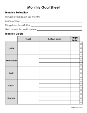 Monthly Goals Template