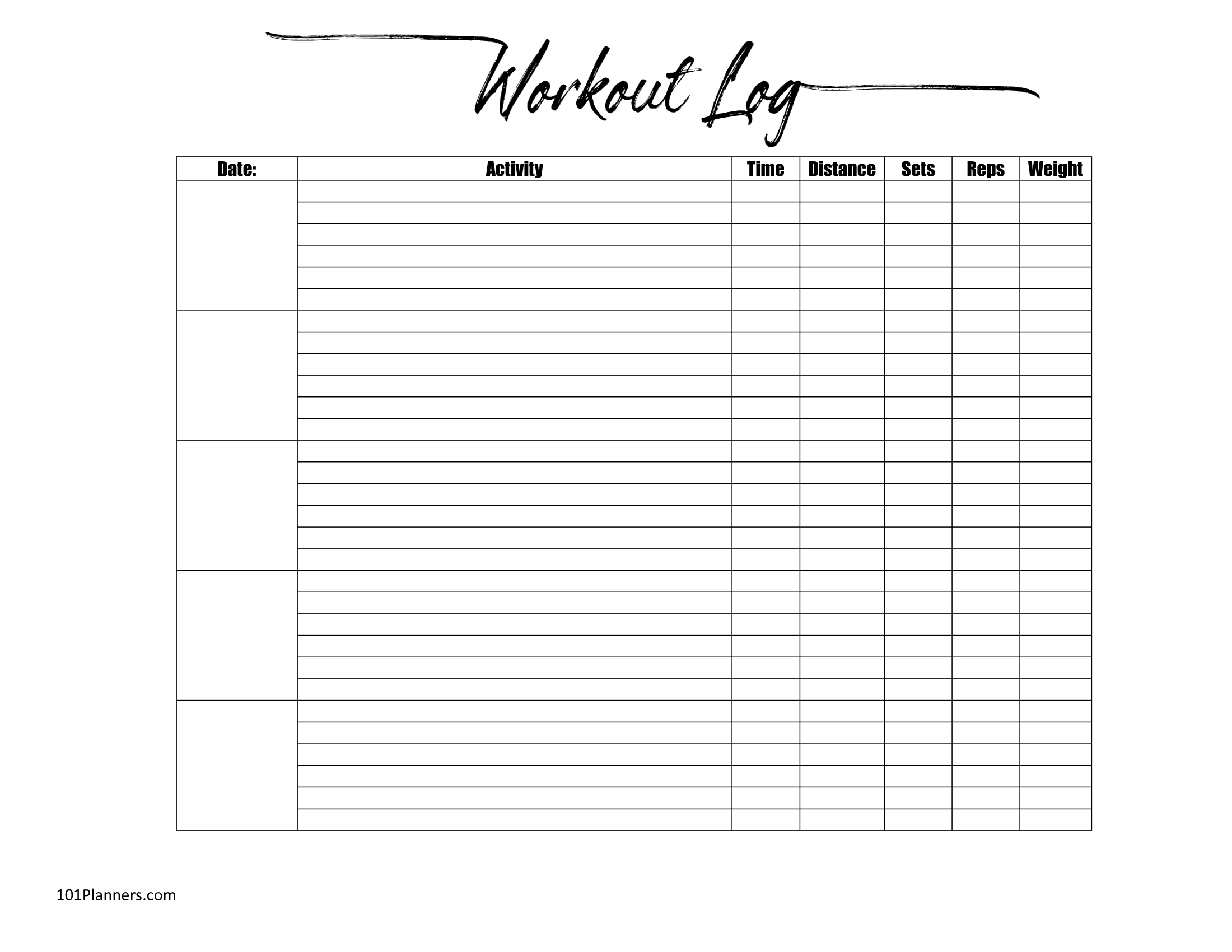 Free Fitness Planner Printable Book