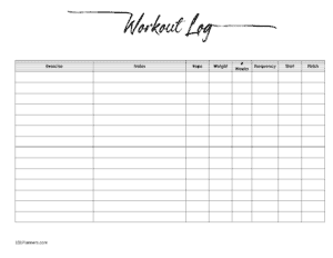 Workout spreadsheet