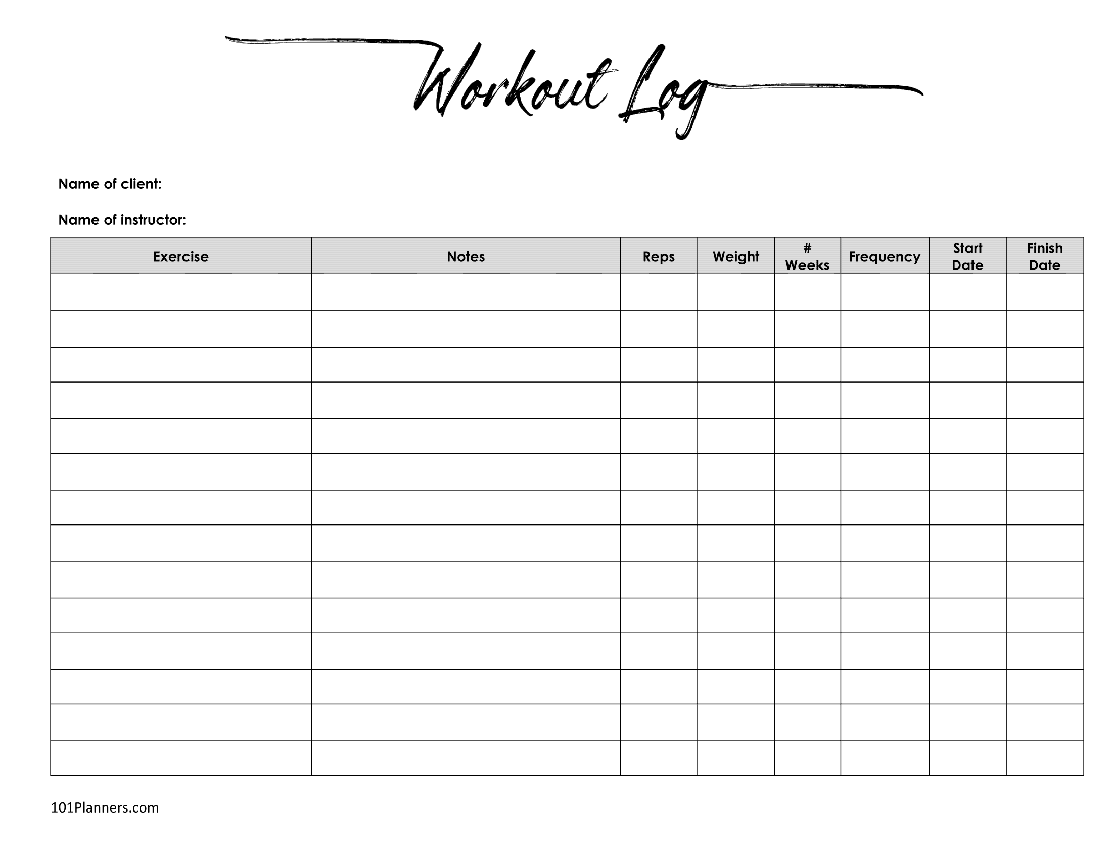 Free Fitness Planner Printable Book