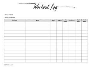 Workout log spreadsheet