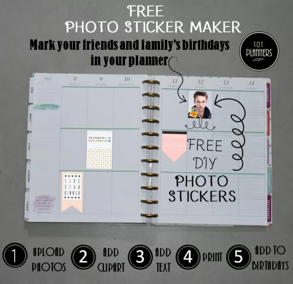 Free printable stickers with your own photo made to fit the Happy Planner size