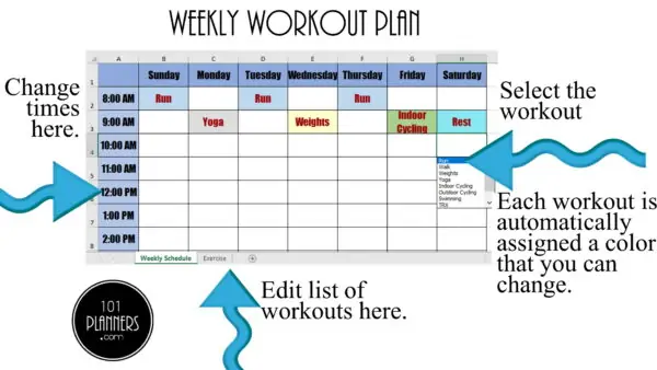 weekly workout plan by workout