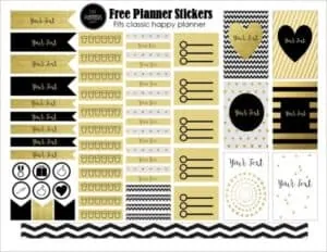 Black and gold planner stickers