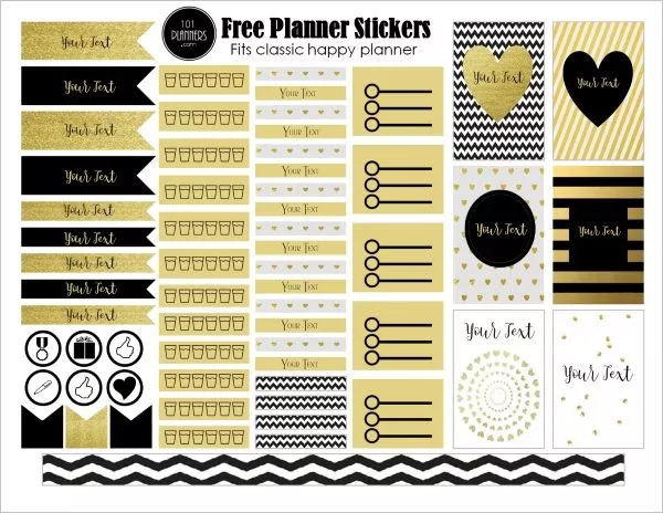 Black and gold stickers