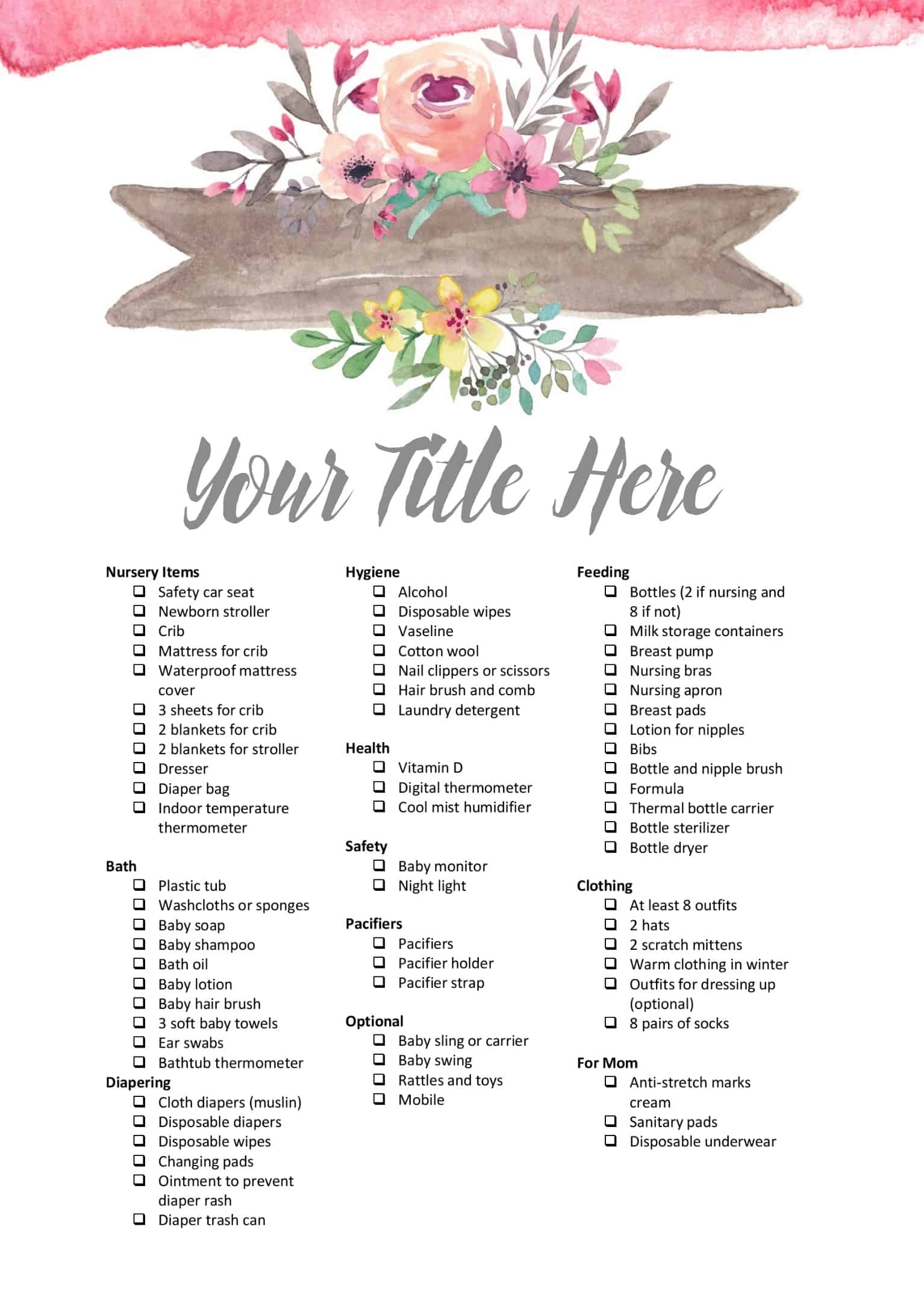 THE Ultimate Free Baby Registry Checklist Printable ...