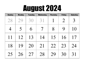 August 2024 calendar