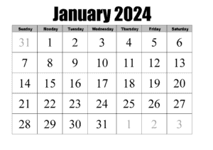 January 2024 calendar