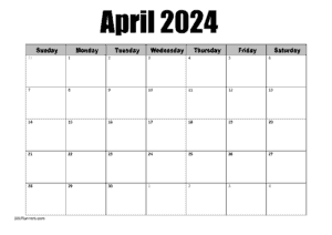 April calendar Blank