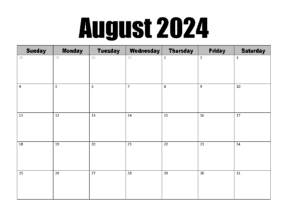 August calendar Blank