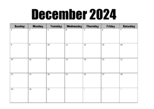 December calendar Blank