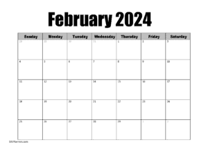 February calendar Blank
