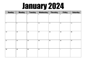 January calendar Blank