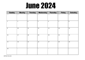 June calendar Blank
