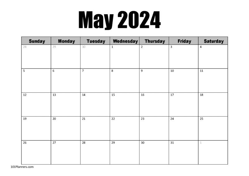 Blank May 2024 calendar