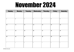 November calendar Blank