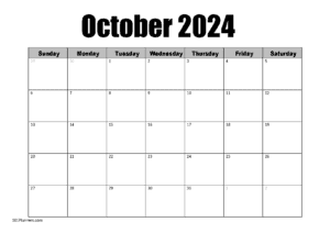 October calendar Blank