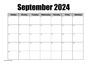 September calendar Blank
