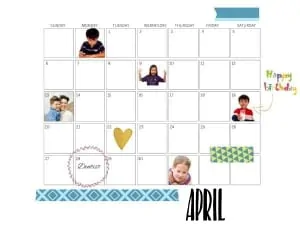 April Photo Calendar