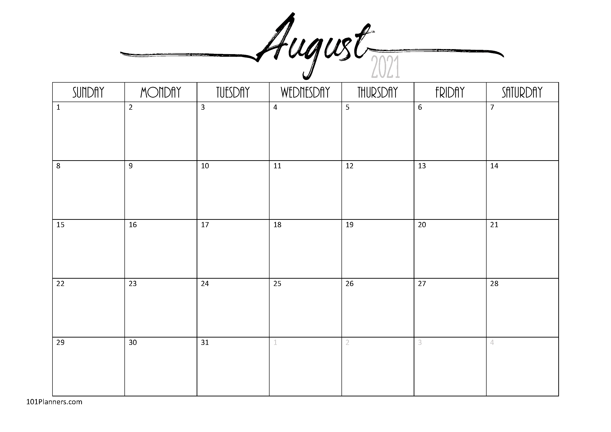 Free 2021 Calendar Template Word Instant Download