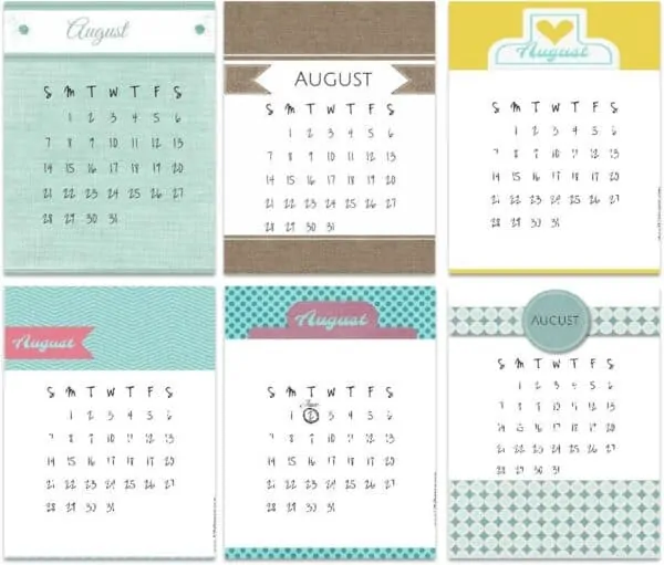 August calendar