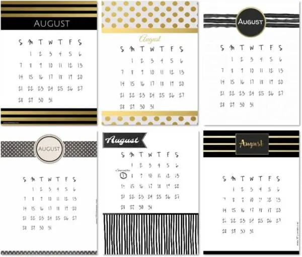August calendars