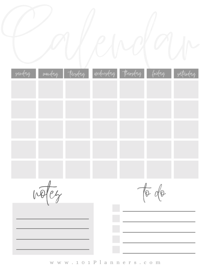 Pretty blank calendar