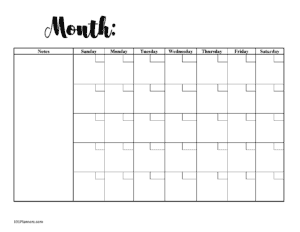 Free Blank Calendar Templates | Word, Excel, PDF for any month