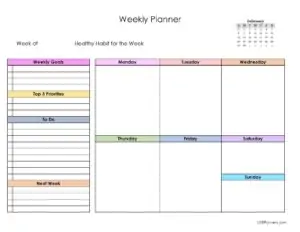 Color Weekly Schedule - February 2022